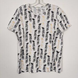 Coral Bay Women's Top Size PL White Black Gold Cotton Summer Resortwear Beach